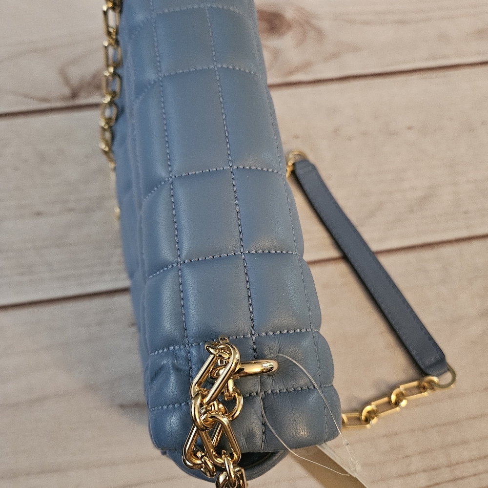 Michael KorsTribeca Large Convertible Chain Shoulder Bag French blue New - Picture 7 of 11